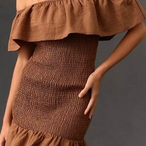 Anthropology brown smocked dress